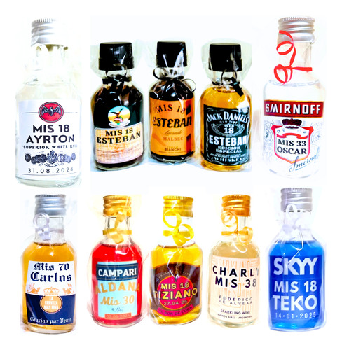 30 Souvenirs Botellitas Miniatura De Bebidas Personalizadas