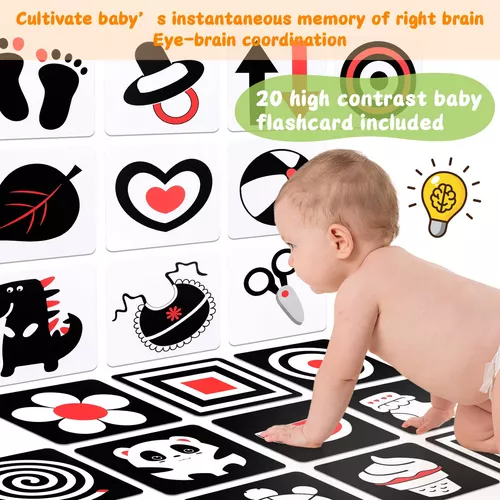 Juguetes para bebés de alto contraste para tarjetas flash para bebés recién  nacidos Juguetes para bebés en blanco y negro 0-3 meses Juguetes para el  tiempo boca abajo para bebés 0-6 meses