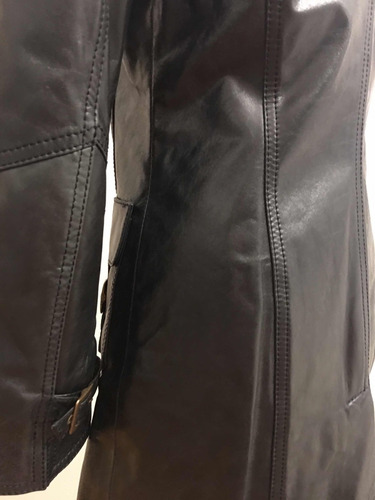 Tapado Abrigo Cuero Prune Negro T S Palermo Microcentro