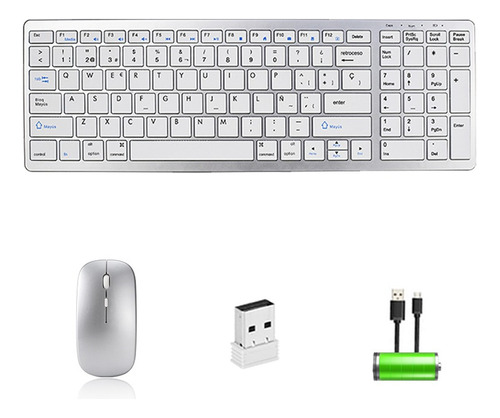 Kit Teclado Y Mouse Inalambrico Español Portátil Recargable