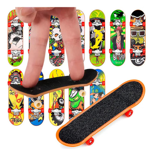 Kit 5 Unidade Skate De Dedo Mini Com Lixa Fingerboard Metal