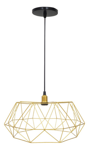 Pendente Aramado Estádio Grande Cabo 2M Luxo Luminária Lustre Teto Moderno Retrô Vintage Agp Ilumini Dourado