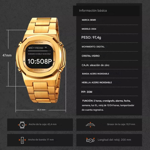 Relojes Digitales Para Hombre Skmei, Impermeables, Acero P