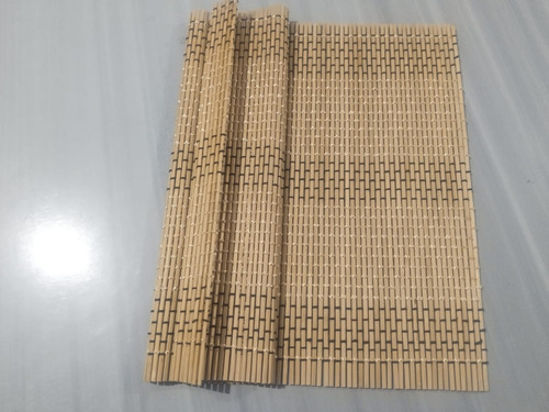 6pcs Mantel Individual Estilo Bambú 40cm X 30cm Decorintext Beige Lisa Beige