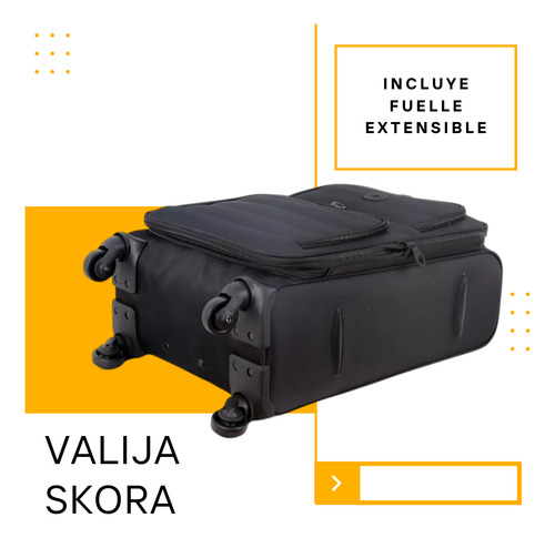 Valija Grande Skora Pink Soft 28 Pulgadas Color Negro Expandible Ruedas Extraibles 360 Simil Nylon Flexible Asa Telescopica Viaje Reforzada
