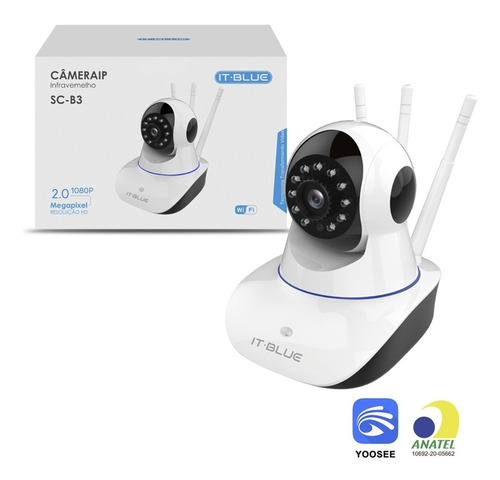 Câmera De Vigilância Ip Infravermelho Wifi 3 Antenas Cor Branco