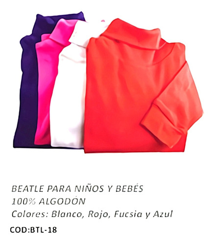 Beatle Para Niños Y Bebes 100% Algodon Pack 4 Unidades