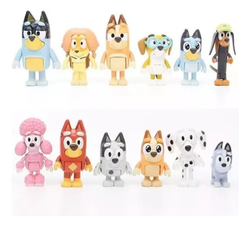 12pcs Bluey Familia Y Amigos Figura Modelo Juguete Regalo