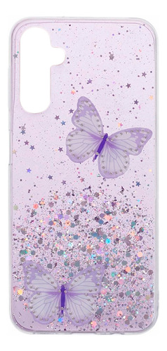 Protector Samsung Galaxy A14 Diseño Mariposas Color Púrpur