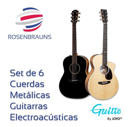 Imagen 4 de 4 de Cuerdas Guitarra Electro Acústica Guitto 12-53 - En Chile
