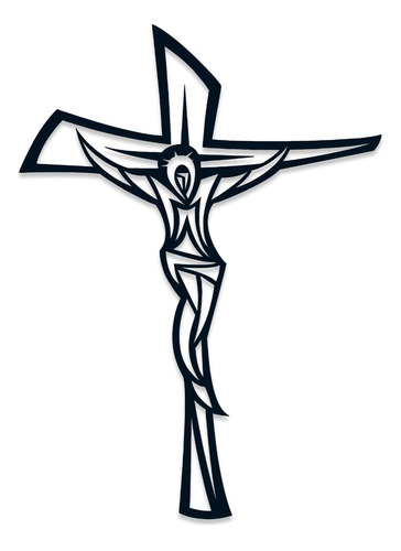 Crucifixo De Parede Quadro Aplique Decorativo Mdf Cor Preto