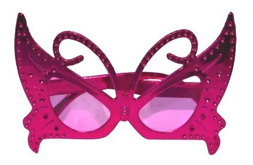 Óculos Borboleta Metalizado Para Festas Colorido Com Lente 