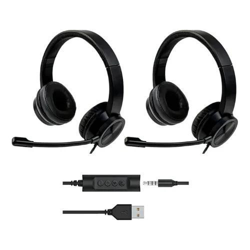 Kit 02 Headsets Usb/p3 Agem Ahx3000 Evo Biauricular Híbrido