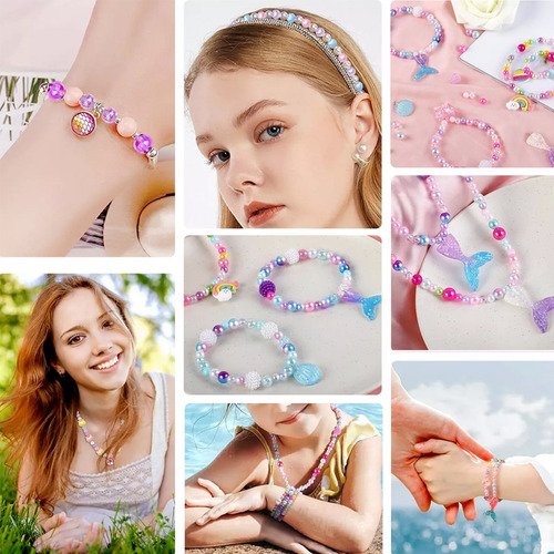 Kit Para Hacer Pulseras Dabeh, 743 Cuentas, Estuche Portátil Con Hilos Y Tijeras, Ideal Para Crear Pulseras, Collares, Diademas, Manualidades Y Regalo Creativo De Cumpleaños.