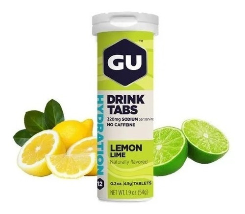 Gu Energy Drink Tabs Con 12tabs C/u Hidratación Electrolitos Sabor Lemon Lime