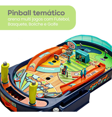 Jogo Fliperama Pinball Arcade Retrô Arena Esportes Infantil
