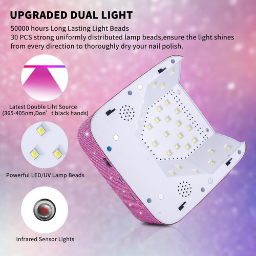 Lampara Secador De Uñas Profesional Led Esmalte Accesorios