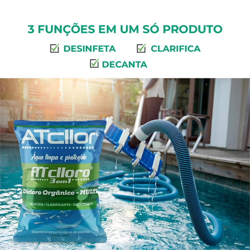 Atcllor Cloro 3 Em 1 Piscina Limpa E Protegida Multiação 1kg