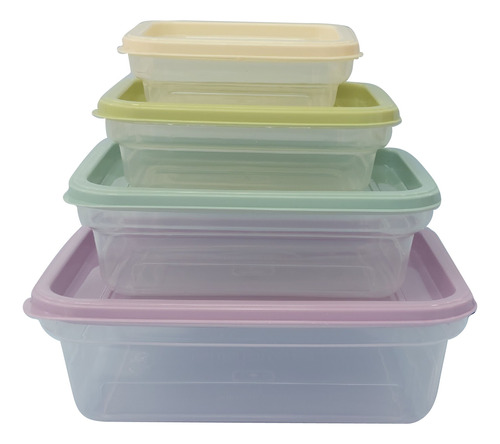 Set 4 Tupper Rectangulares Colores Hd231039