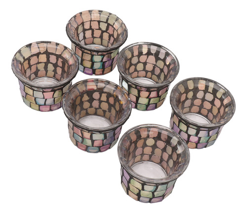Portavelas De Vidrio, 6 Piezas, Candelabro Sólido En Mosaico