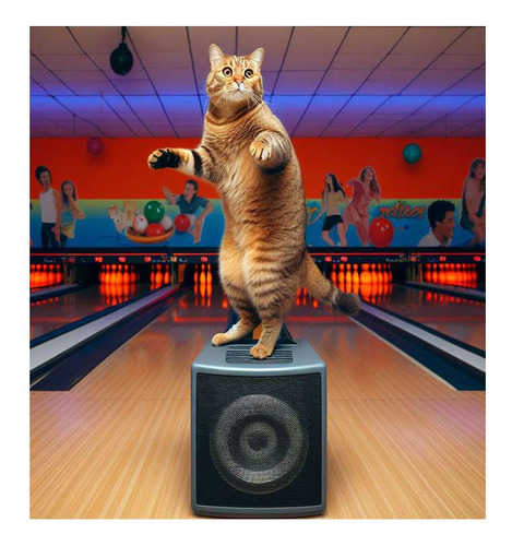 Vinilo 30x30cm Gato Bailando En Un Amplificador Dance