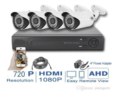 Imagen 2 de 3 de Kit Seguridad Full Hd Dvr + 4 Camaras Hd 1.0 Mp+disco 500gb