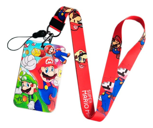 Porta Carnet Y Lanyard Super Mario Bros Porta Identificación