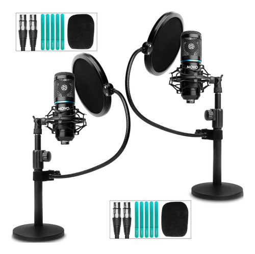 Kit De Podcast Movo Podpak2t - 2 Micrófonos Cardioides +