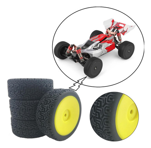 4x Rc Neumáticos De Goma Conjunto Para Amarillo Amarillo