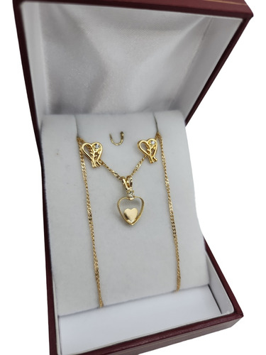 Dije Corazon Dorado Con Aros Delicado Regalo Enchapado Oro