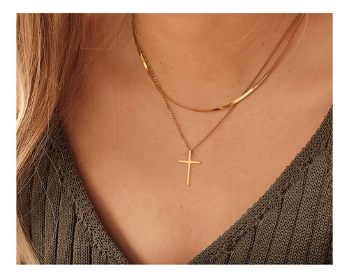 Collar Colgante Cruzado En Capas Moodear Para Mujeres Dainty