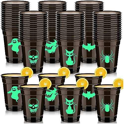 120 Pcs 12 Oz Halloween Glow In The Dark Party Cups Dis...