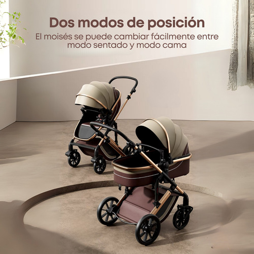 Cochecito Bebe Convertible Moises Cuna Asiento Calidad Sup Color Chocolate