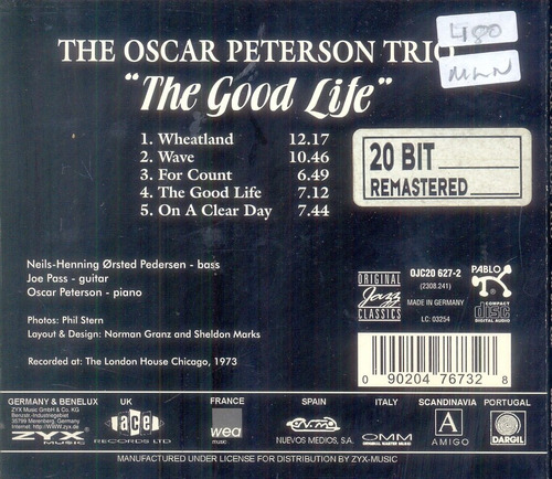 The Good Life- The Oscar Peterson Trio Cd