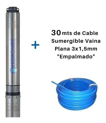 Bomba Sumergible Pozo Vasser 4puLG Motorarg 1 Hp + Cable 30m