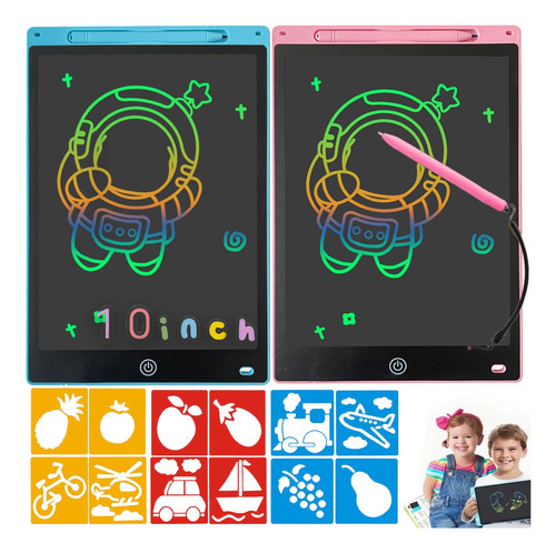 10 Pulgadas Para Niños Pizarra Mágica Lcd Dibujo 12 Stencil