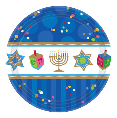 Amscan Joyous Menorah Celebration Platos Redondos Para Almue