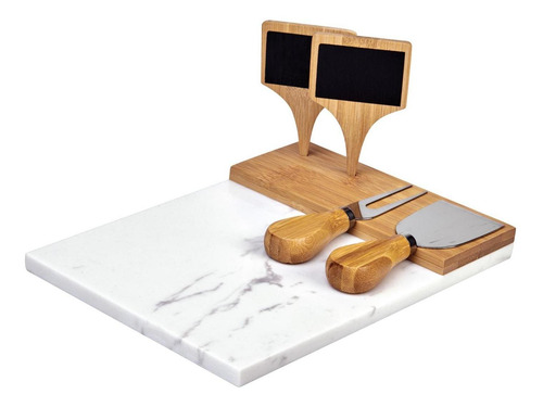 Tabla Marmol Con Bambu Letreros Utensilios