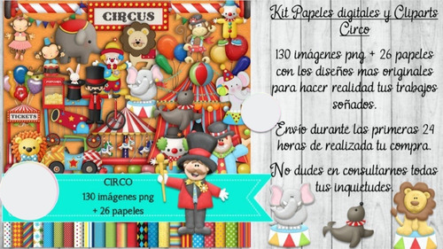Circo Animales Payaso Clipart Y Papeles N217