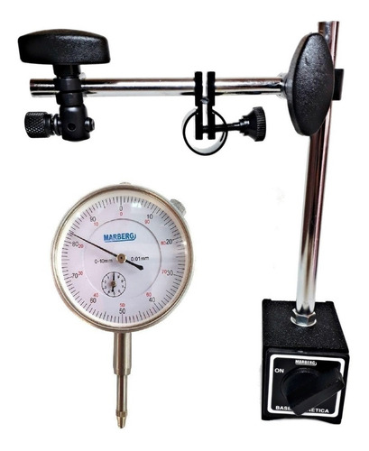 Imagem 1 de 7 de Base Magnética 60kg Articulada C/ajuste + Relógio Comparador