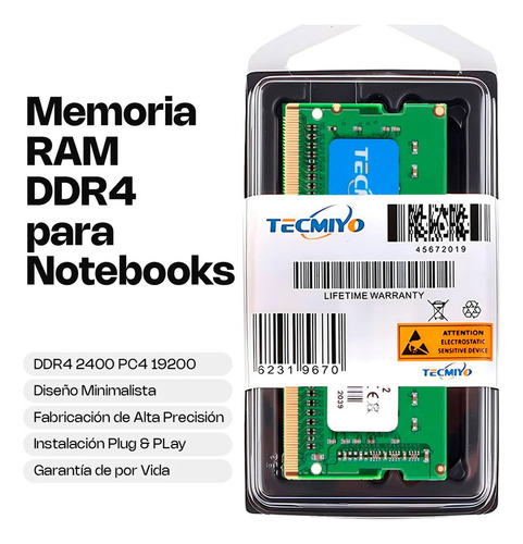 Memoria Ram 4gb Ddr4 2400mhz Tecmiyo Para Notebook Sodimm