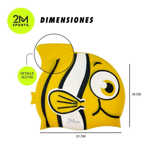 Imagen 2 de 6 de Gorro De Natación Niños Silicona Larga Duración