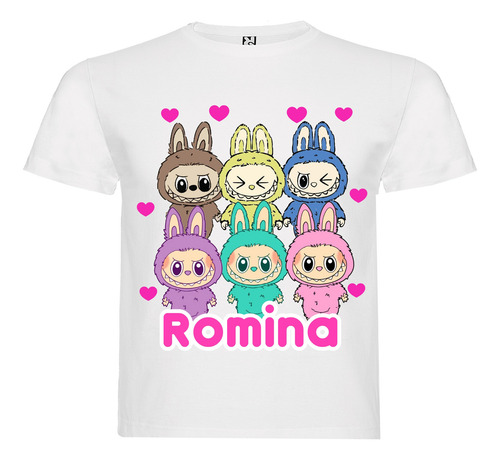 Polera Labubu Niñas Algodón 100% Personalizada