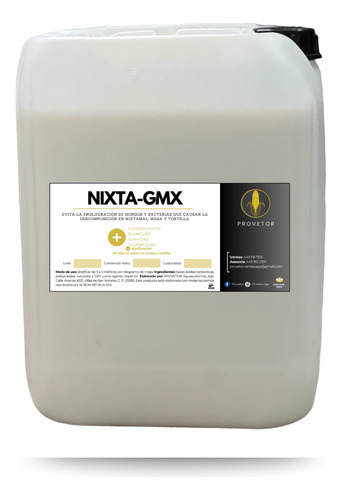 Nixtagmx Conservador Mejorador Blanqueador Tortilla Maíz 10l