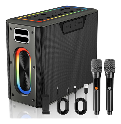 Máquina De Karaoke Con Micrófonos Inalámbricos Y Altavoz Blu