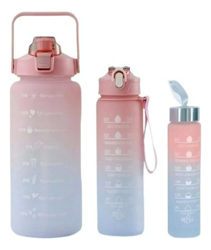 Botella de agua Squeeze Motivational Kit 3, 300 ml+900 ml+2 l