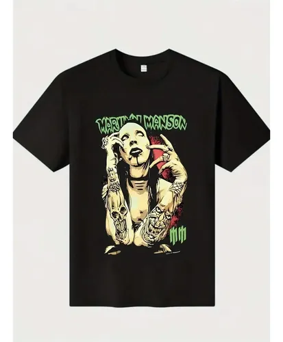 Camiseta Preta Marilyn Manson Para Mulher Estilo Xt | MercadoLivre