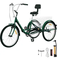 Comprar Vevor Triciclo Plegable Adultos Bicicleta 24puLG Cesta Verde