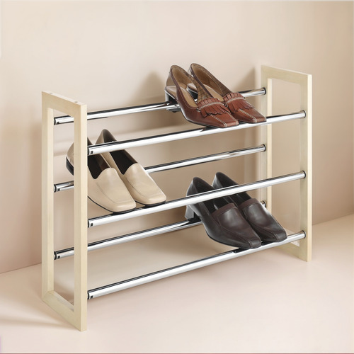 Zapatero Extensible De 3 Niveles - Apilable - Madera Na...