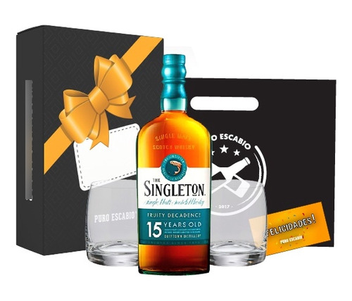 Box Whisky Singleton 15 Años 700ml Single Malt + 2 Vasos